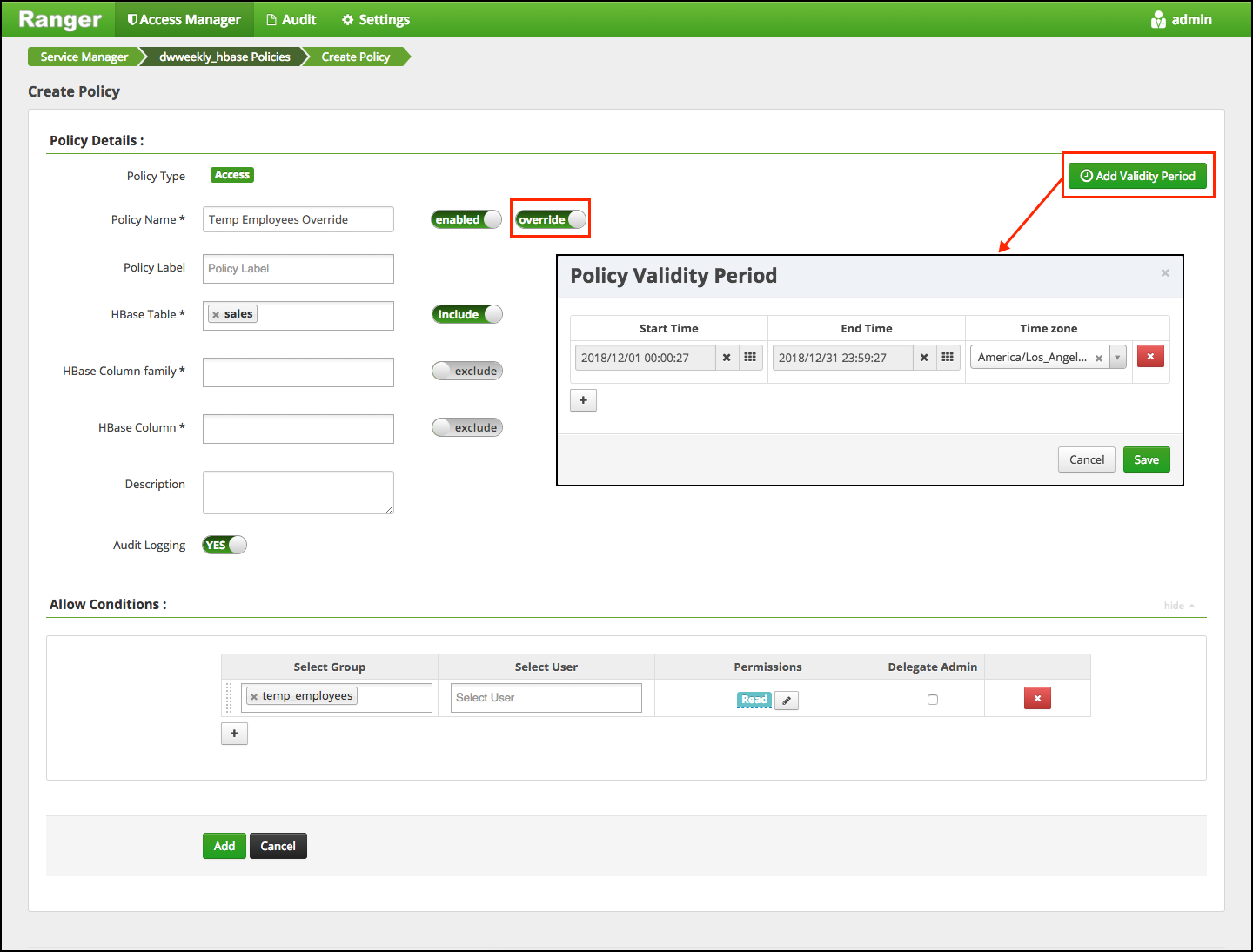 Policy Validity Period Example