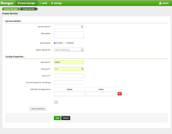 Ranger > Create Service page.